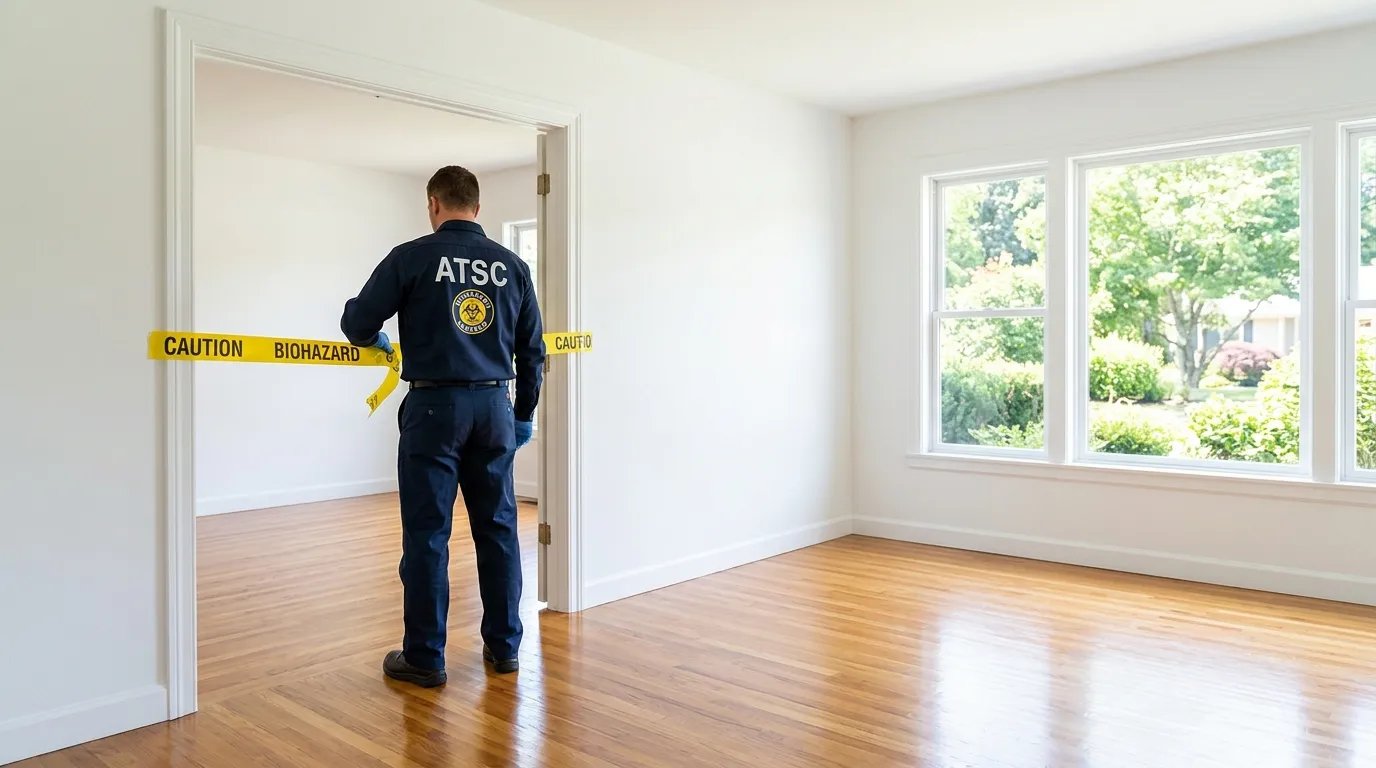 Certified biohazard cleanup crew performing Decomposition Cleanup in North Stamford